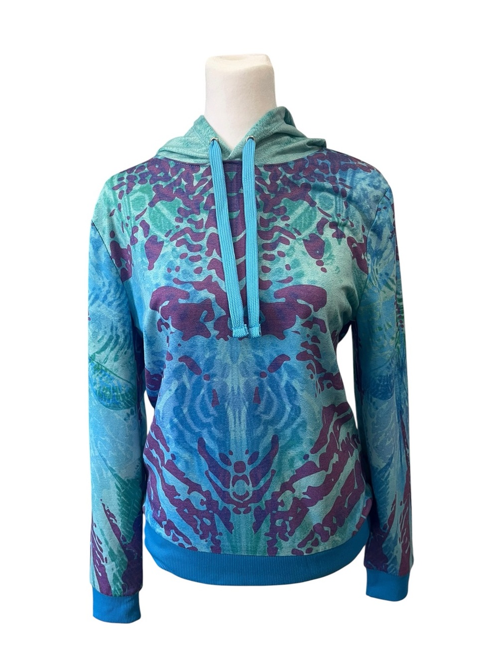Disney Avatar Blue Green Patterned Women's Soft Hoodie Size Small